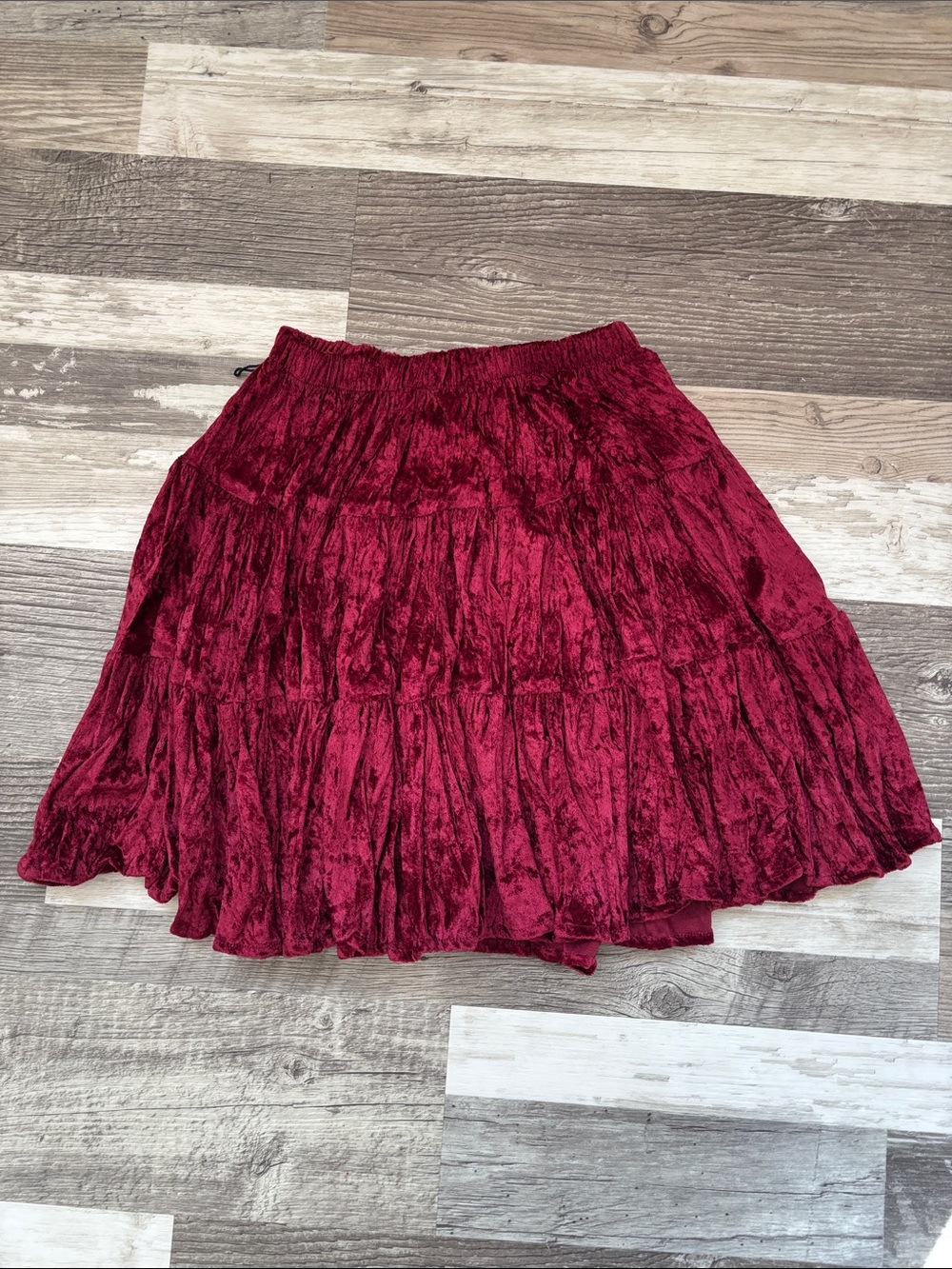 Vintage Women’s Velvet Tiered Skirt - Wine Red